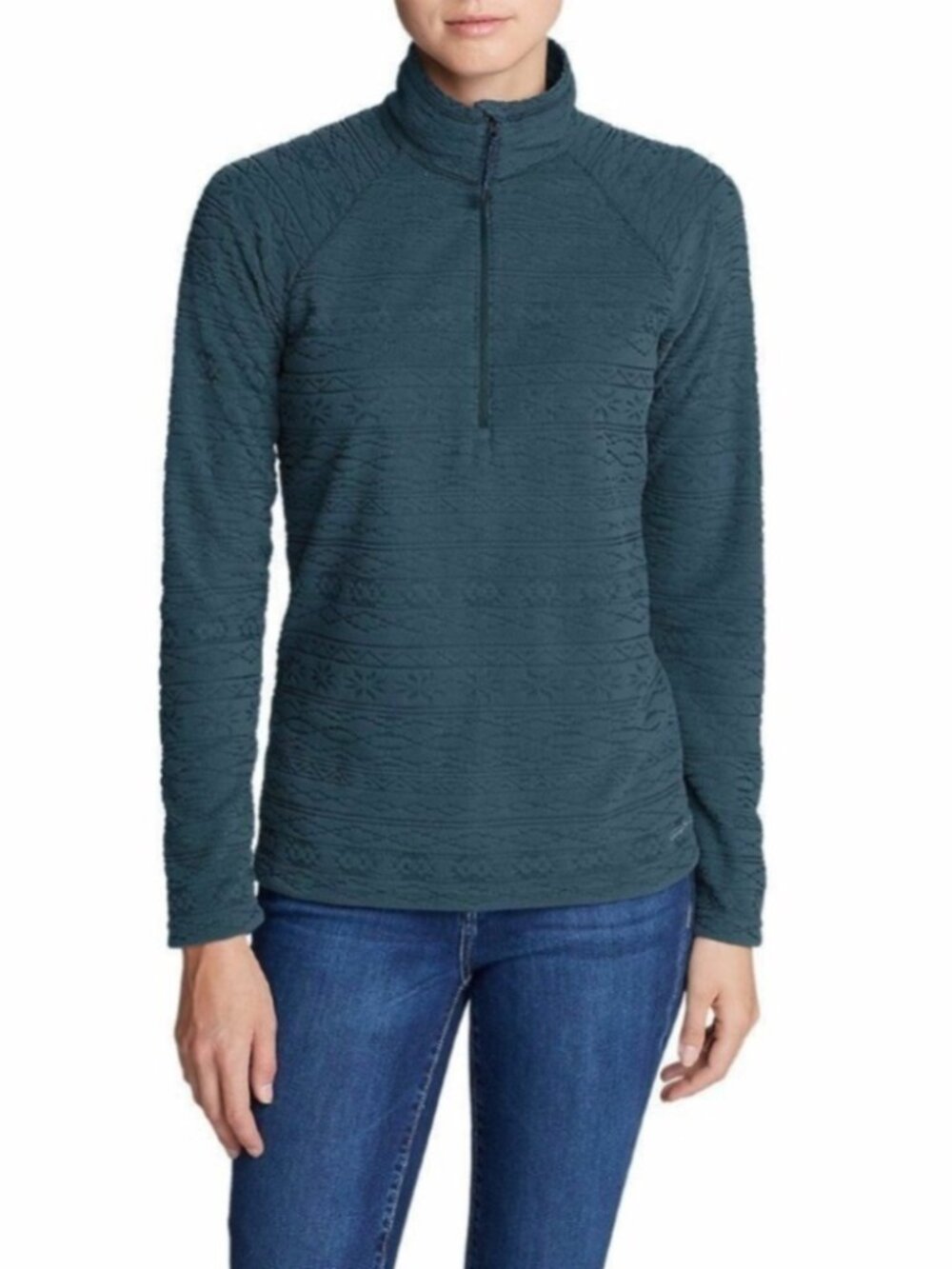 NWT Eddie Bauer Nordic Teal Women’s Quest Soft Fleece 1/4-Zip Pullover Size XL !